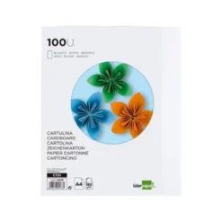 Cartulina Liderpapel color blanco a4 180 g/m2. Paquete con 100 unidades
