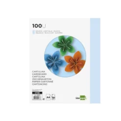 Cartulina Liderpapel color celeste a4 180 g/m2. Caja de 100 unidades