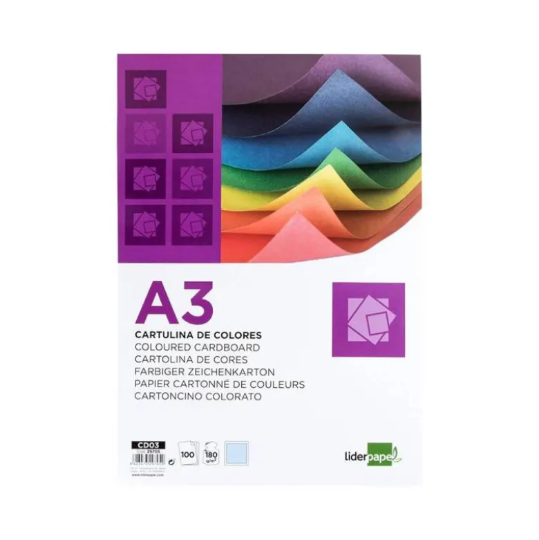 Cartulina Liderpapel color celeste a3 180 g/m2