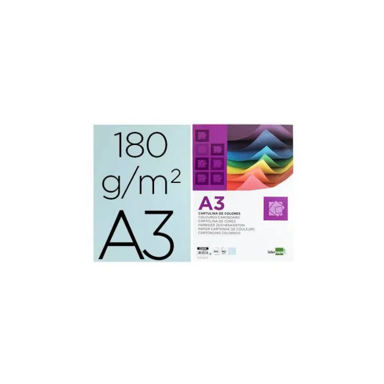 Cartulina Liderpapel color celeste a3 180 g/m2