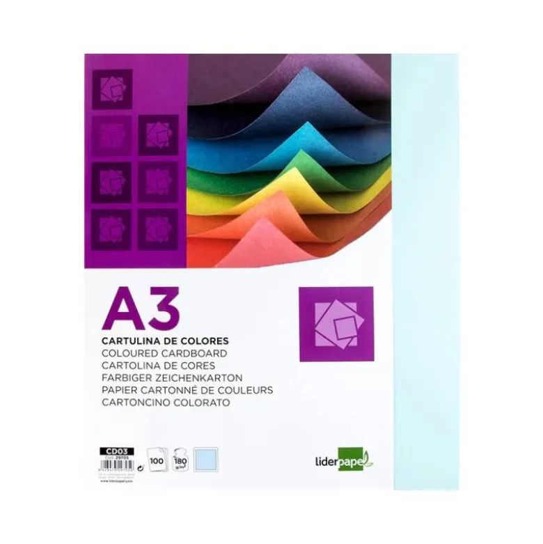 Cartulina Liderpapel color celeste a3 180 g/m2