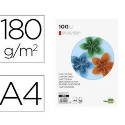 Cartulina Liderpapel color rojo a4 180 g/m2