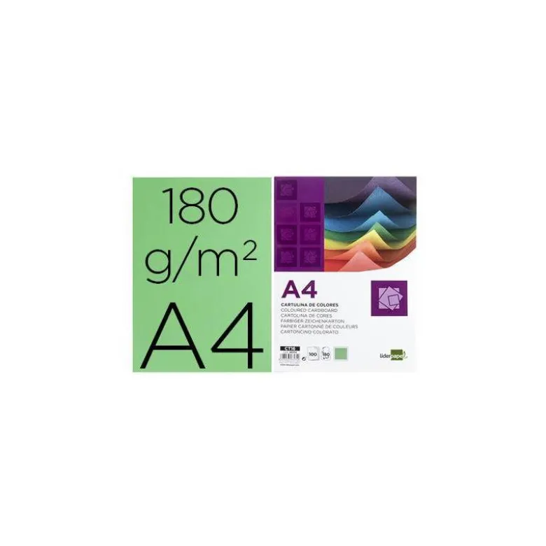Cartulina Liderpapel color verde billar a4 180 g/m2
