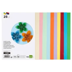 CARTULINA LIDERPAPEL 50X65 CM 180G/M2 25 COLORES SURTIDOS PAQUETE DE 25 HOJAS