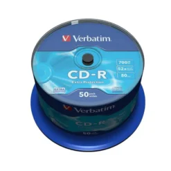 CD-R VERBATIM CAPACIDAD 700MB VELOCIDAD 52X 80 MIN TARRINA DE 50 UNIDADES