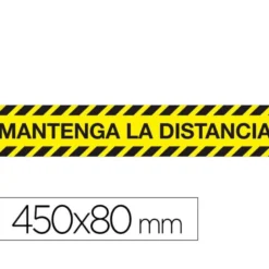 CINTA ADHESIVA DE SEÑALIZACION "MANTENGA DISTANCIA DE SEGURIDAD" PVC 165 MG MEDIDAS BANDA 450 X 80