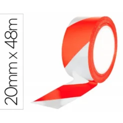 CINTA ADHESIVA Q-CONNECT DE SEGURIDAD BLANCA Y ROJA 20 MT X 48 MM