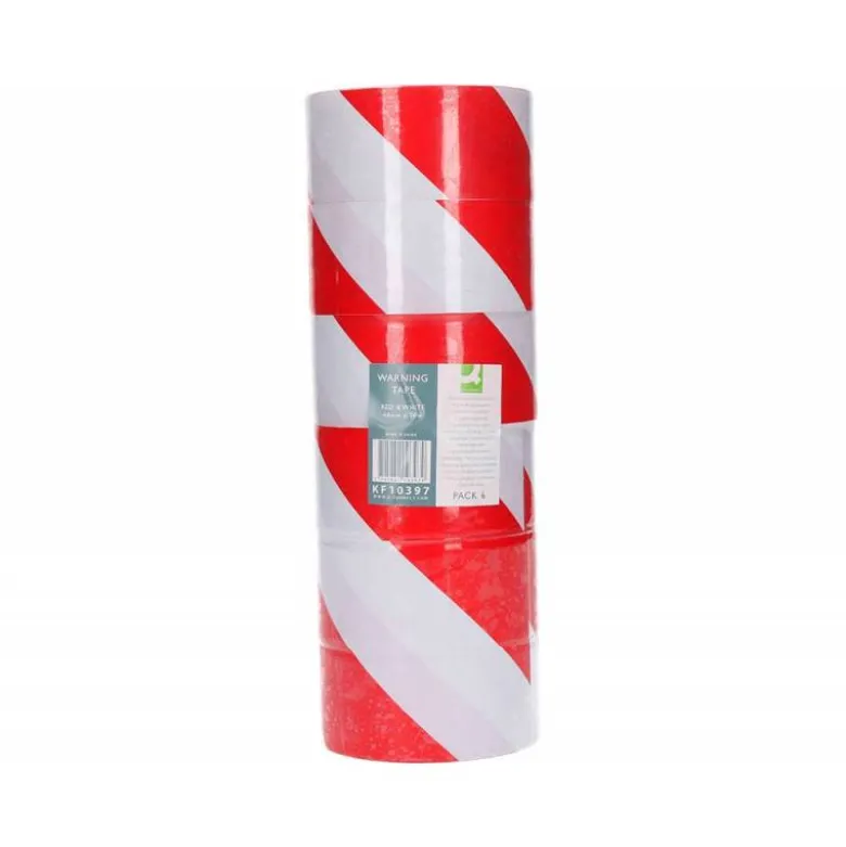 CINTA ADHESIVA Q-CONNECT DE SEGURIDAD BLANCA Y ROJA 20 MT X 48 MM