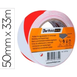 CINTA ADHESIVA TARIFOLD SEGURIDAD PARA MARCAJE Y SEÑALIZACION DE SUELO 33 MT X 50 MM COLOR BLANCO/ROJO