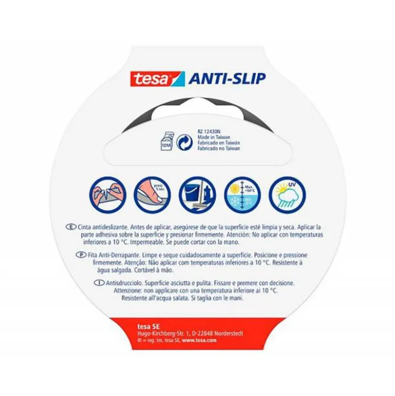 CINTA ANTIDESLIZANTE ADHESIVA TESA USO INTERIOR / EXTERIOR COLOR NEGRO 15 MT X 25 MM