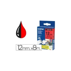 Cinta Brother TZ-431 12mm (ancho) x 8m (largo) laminada negro/rojo
