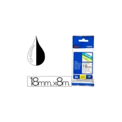 Cinta brother TZE-241 18mm (ancho) x 8m (largo) laminada blanco/negro