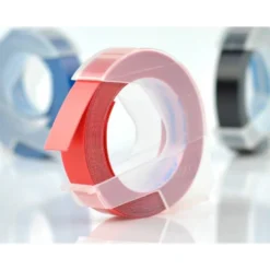 CINTA DYMO 3D 9MM X 3MT PARA ROTULADORA OMEGA/JUNIOR COLOR AZUL/NEGRO/ROJO BLISTER 3 UNIDADES