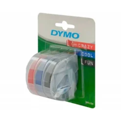 CINTA DYMO 3D 9MM X 3MT PARA ROTULADORA OMEGA/JUNIOR COLOR AZUL/NEGRO/ROJO BLISTER 3 UNIDADES