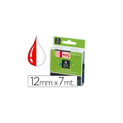Cinta Dymo D1 Rojo sobre blanco Poliester