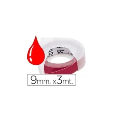 Cinta Dymo relieve en 3D 9mm x 3m roja