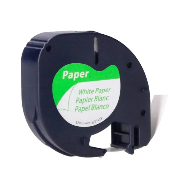 Cinta Letratag Negro/Blanco Q-connect Papel 12mm x 4mt