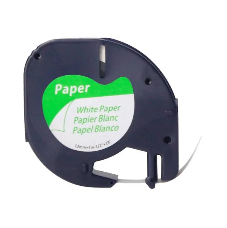 Cinta Letratag Negro/Blanco Q-connect Papel 12mm x 4mt
