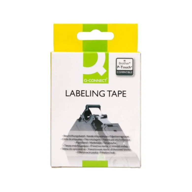 Cinta tze-641 Amarillo/Negro Q-connect 18mm x 8 mt