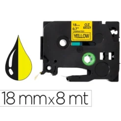 Cinta tze-641 Amarillo/Negro Q-connect 18mm x 8 mt