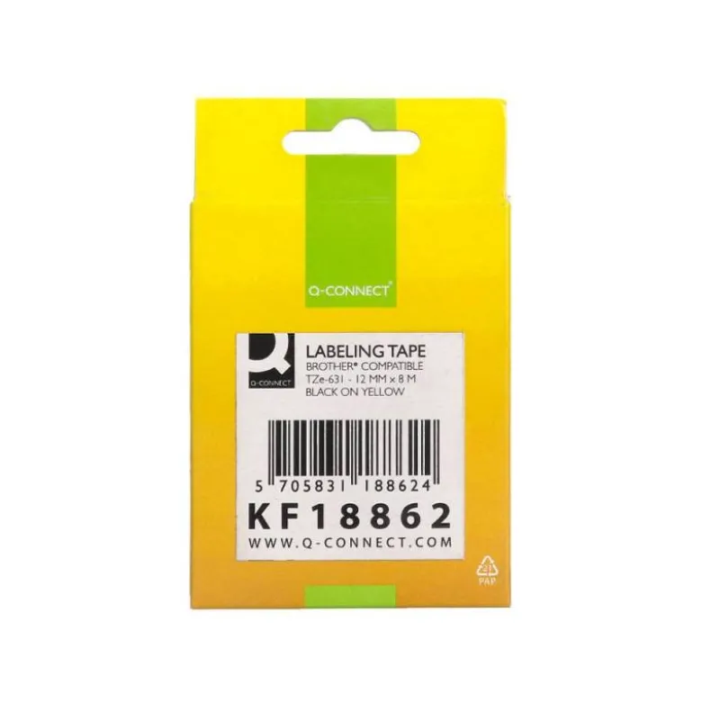 Cinta tze-631 Amarillo/Negro Q-connect 12mm x 8 mt.
