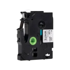 Cinta tze-221 Blanco/Negro Q-connect 9mm x 8 mt