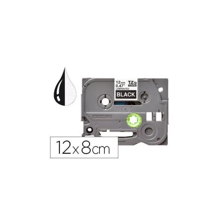 Cinta tze-335 Blanco/Negro Q-connect 12mm x 8 mt