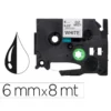 Cinta tze-211 Blanco/Negro Q-connect 6mm longitud 8 mt