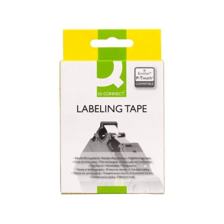 Cinta tze-241 Blanco/Negro Q-connect 18mm x 8 mt