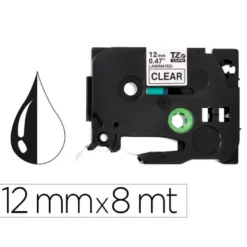 Cinta tze-131 Transparente/Negro Q-connect 12mm x 8 mt.