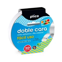 Cinta adhesiva doble cara marca Plico 12/18 mm x 50m Uso facil