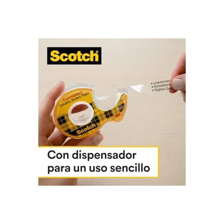 Cinta adhesiva marca Scotch doble cara 33 mt x 19 mm