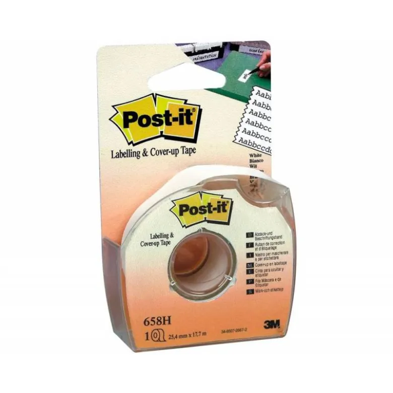 CINTA ADHESIVA POST-IT 18X25 MM 6 LINEAS EN PORTARROLLOS ESPECIAL PARA OCULTAR Y ETIQUETAR