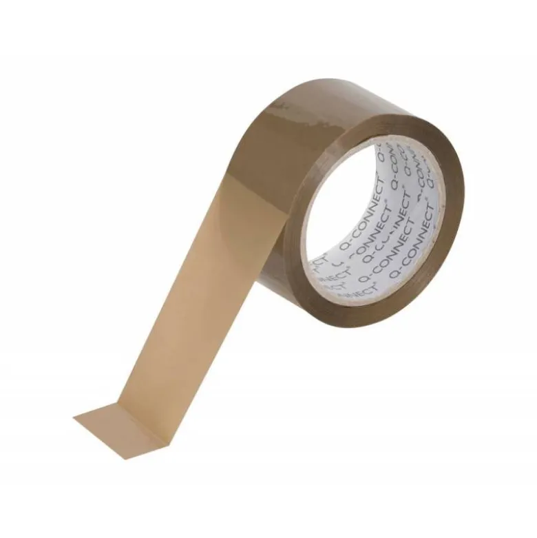 Cinta adhesiva Q-Connect polipropileno havana 66 mt x 50 mm para embalaje bajo ruido