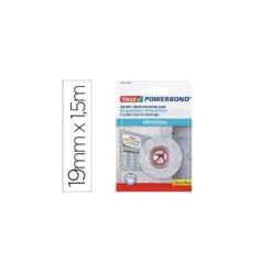 Cinta adhesiva Tesa Doble cara Powerbond Universal uso interior 1,5m x 19mm