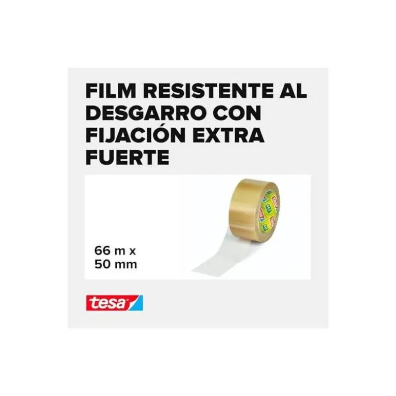 CINTA ADHESIVA TESA ECO BIO & STRONG TRANSPARENTE 66 MT X 50 MM PARA EMBALAJE