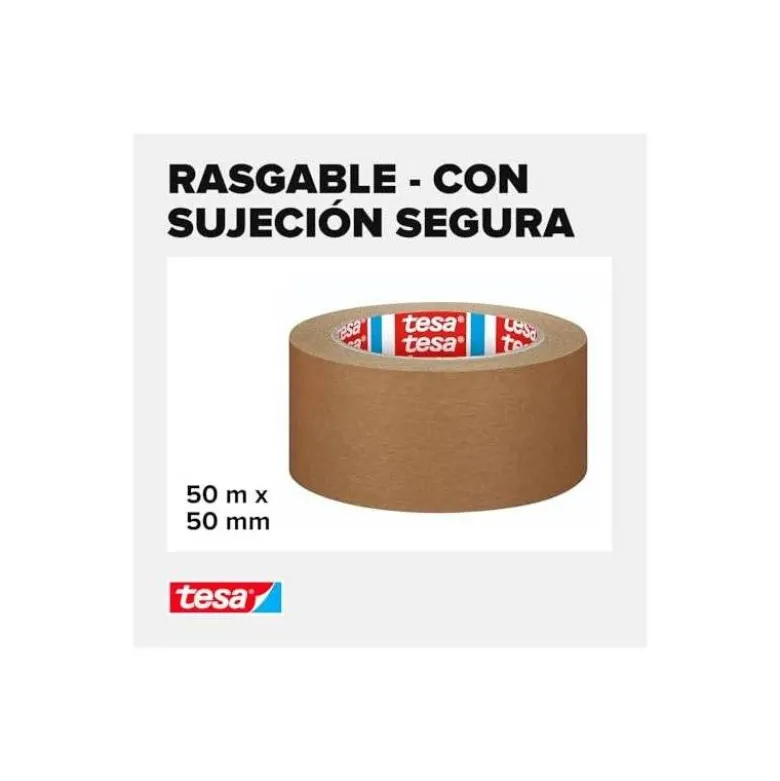 CINTA ADHESIVA TESA ECO PAPEL COLOR KRAFT 50 MT X 50 MM PARA EMBALAJE