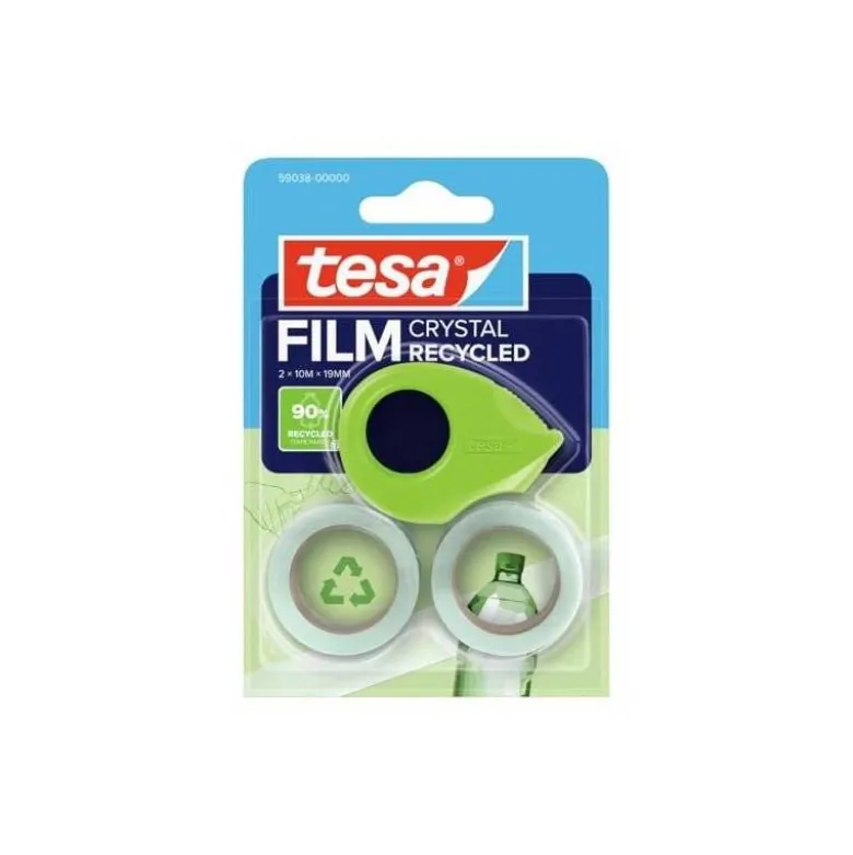 CINTA ADHESIVA TESA FILM ECO&CRISTAL TRANSPARENTE 10 M X 19 MM BLISTER DE 2 UNIDADES + MINIPORTARROLLO