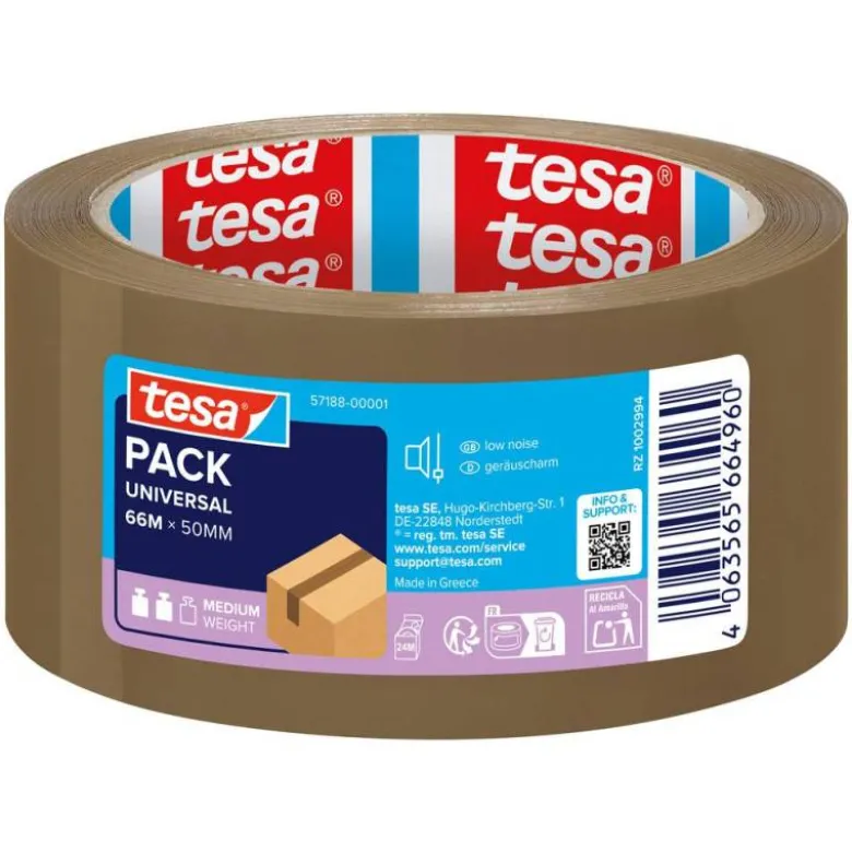 CINTA ADHESIVA TESA MARRON POLIPROPILENO 66 MT X 50 MM PARA EMBALAJE