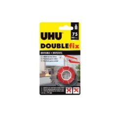 CINTA ADHESIVA UHU DOUBLEFIX INVISIBLE DOBLE CARA EXTRA FUERTE 1,5 M X 19 MM