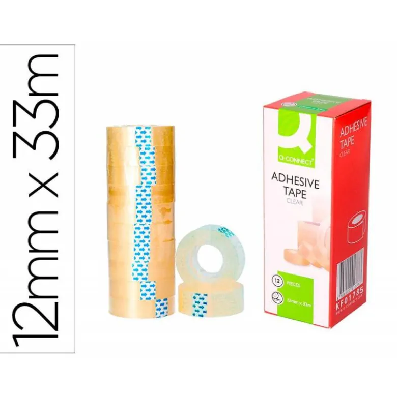 Cinta Q-Connect adhesiva transparente 33m x 12mm