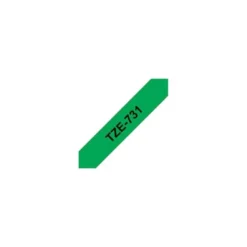 Cintas Brother TZE-731 12mm (ancho) x 8m (largo) laminada verde/negro