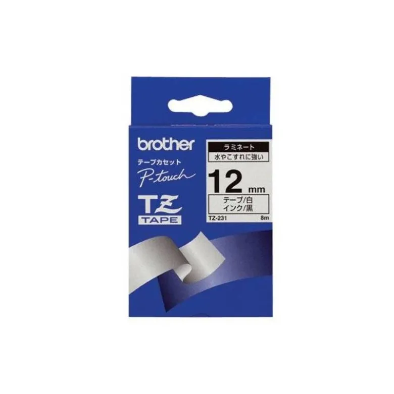 Cintas Brother TZE-231 12mm (ancho) x 8m (largo) laminada blanco/negro