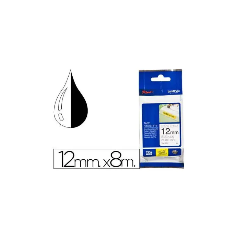Cintas Brother TZE-S231 12mm (ancho) x 8m (largo) laminada blanco/negro