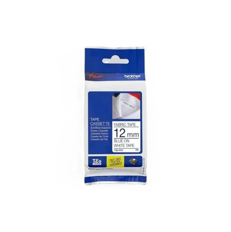 Cintas Brother TZ-FA3 12mm (ancho) x 3m (largo) textil azul/blanco
