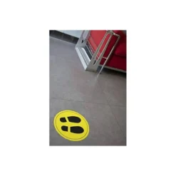 CIRCULO DE SEÑALIZACION ADHESIVO APLI PARA SUELO PVC 100 MC PIES COLOR AMARILLO/NEGRO DIAMETRO 30 CM
