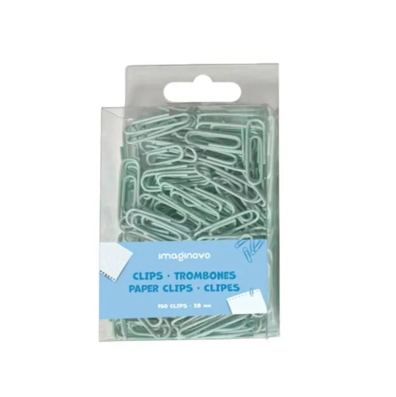 CLIPS IMAGINOVO PASTEL 28 MM CAJA DE 150 UNIDADES AZUL