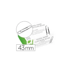 Clips niquelados Nº 3 marca Q-Connect 43 mm