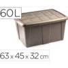 CONTENEDOR DE PLASTICO PLASTICFORTE 60 LITROS N 18 BEIG CON TAPA 630X450X320 MM