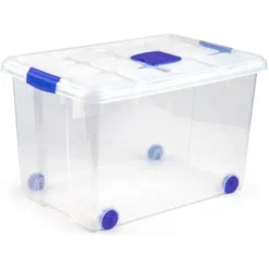 CONTENEDOR DE PLASTICO PLASTICFORTE 55 LITROS N 4 TRANSPARENTE CON TAPA 590X400X350 MM